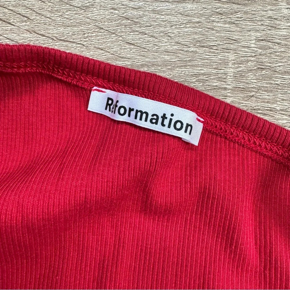 Reformation Liah Knit Tank Top Shirt Asymmetrical Red Small - Picture 3 of 7